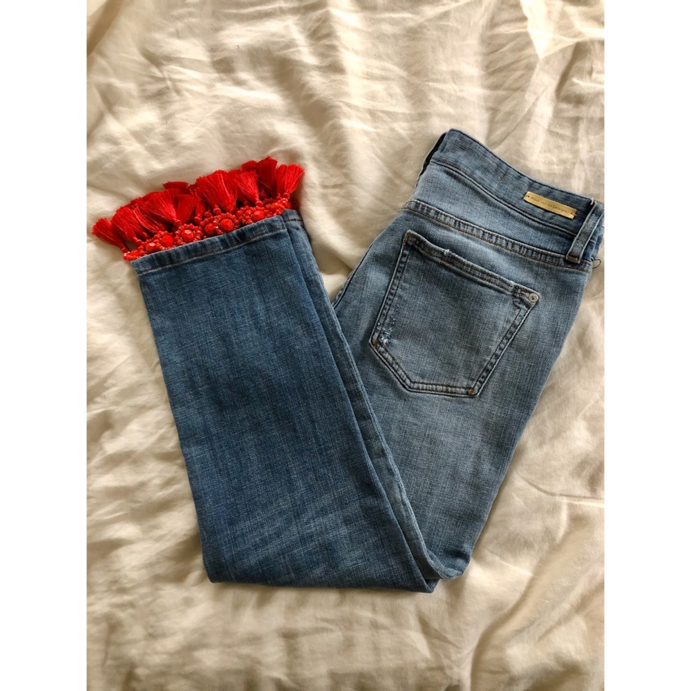 ✨sale!✨ Red Beaded Tassel Jeans from Anthropologie